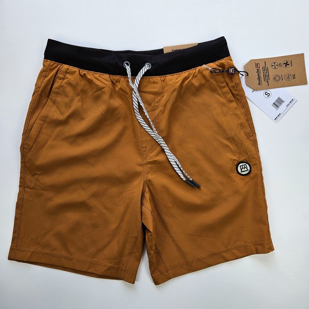 NWT Avalanche Men's Camel Brown Black Everyday Athletic Shorts Small
